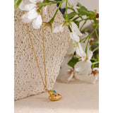 Heart Pendant CZ Necklace for Women Stainless Steel Collar Jewelry