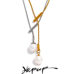 Stainless Steel Shell Pearl Pendant Necklace 18K PVD Plated