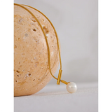 Stainless Steel Shell Pearl Pendant Necklace 18K PVD Plated