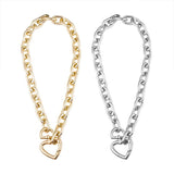 Alloy Choker Necklace Heart Pendant Women Charm Necklace Jewelry