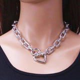 Alloy Choker Necklace Heart Pendant Women Charm Necklace Jewelry