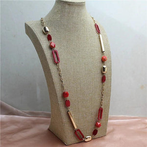 Acrylic Geometric Texture Sweater Chain Necklace