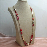 Acrylic Geometric Texture Sweater Chain Necklace