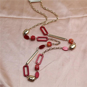 Acrylic Geometric Texture Sweater Chain Necklace