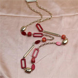 Acrylic Geometric Texture Sweater Chain Necklace