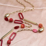 Acrylic Geometric Texture Sweater Chain Necklace