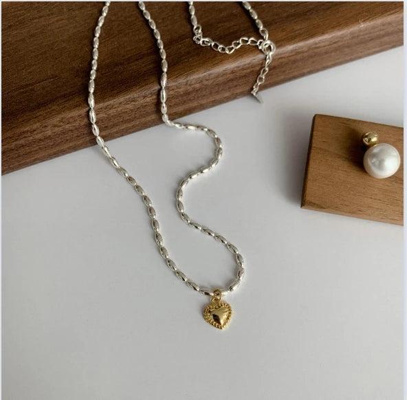Bilandi Geometric Heart Pendant Necklace Vintage Bead Necklace