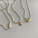 Bilandi Geometric Heart Pendant Necklace Vintage Bead Necklace