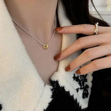 Bilandi Geometric Heart Pendant Necklace Vintage Bead Necklace