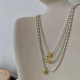 Bilandi Geometric Heart Pendant Necklace Vintage Bead Necklace