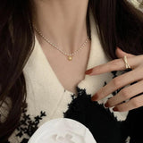 Bilandi Geometric Heart Pendant Necklace Vintage Bead Necklace