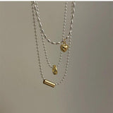 Bilandi Geometric Heart Pendant Necklace Vintage Bead Necklace