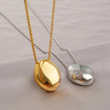 Brushed Metal Oval Necklace for Women Long Sweater Chain