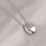 Brushed Metal Oval Necklace for Women Long Sweater Chain