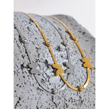 Stainless Steel Butterfly CZ Collarbone Chain Necklace