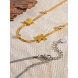 Stainless Steel Butterfly CZ Collarbone Chain Necklace