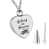 Stainless Steel Motorcycle Rider Urn Necklace for Ashes