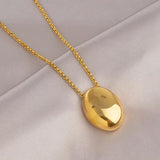 Oval Metal Necklace for Women Long Sweater Chain Charm