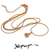 Stainless Steel Double Layer Chain Overlay Necklace Pendant Waterproof Jewelry