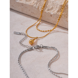Stainless Steel Double Layer Chain Overlay Necklace Pendant Waterproof Jewelry