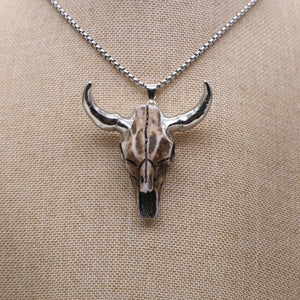 Multicolor Bull Head Pendant Acrylic Bone Amulet Vintage Charm