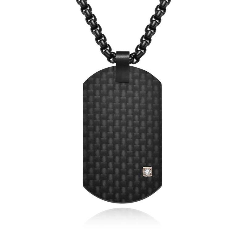 Men's Stainless Steel Necklace with Zircon Pendant