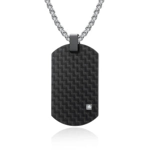 Men's Stainless Steel Necklace with Zircon Pendant