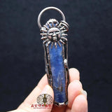 Raw Kyanite Crystal Pendant Sun God Long Necklace