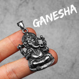 Hindu Ganesha Pendant Necklace Stainless Steel Amulet Punk Rock Vintage