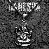 Hindu Ganesha Pendant Necklace Stainless Steel Amulet Punk Rock Vintage