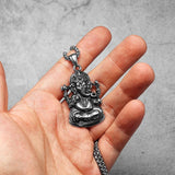 Hindu Ganesha Pendant Necklace Stainless Steel Amulet Punk Rock Vintage