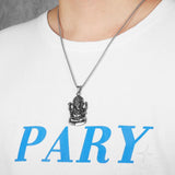 Hindu Ganesha Pendant Necklace Stainless Steel Amulet Punk Rock Vintage