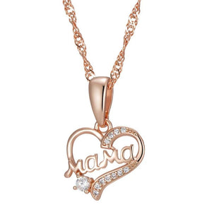 Kinel Hot 585 Rose MaMa Heart Pendant Necklace with Natural Zircon