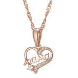 Kinel Hot 585 Rose MaMa Heart Pendant Necklace with Natural Zircon