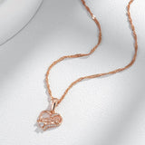 Kinel Hot 585 Rose MaMa Heart Pendant Necklace with Natural Zircon