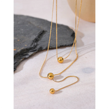 Stainless Steel Round Bead Long Layered Necklace Pendant Chain