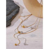 Stainless Steel Round Bead Long Layered Necklace Pendant Chain