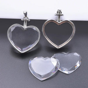 2Pcs Floating Memory Locket Pendant DIY Flower Photo Frame