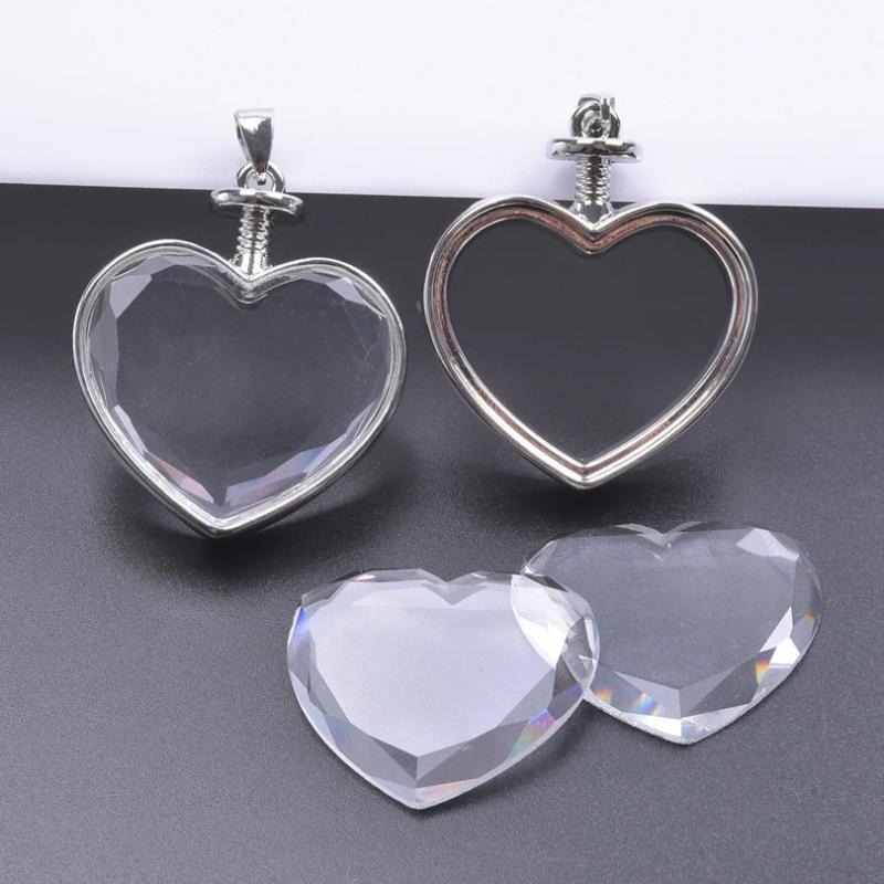 2Pcs Floating Memory Locket Pendant DIY Flower Photo Frame