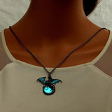 Retro Luminous Fairy Dragon Luminous Pendant Necklace Magic Steampunk Gift