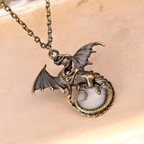 Retro Luminous Fairy Dragon Luminous Pendant Necklace Magic Steampunk Gift