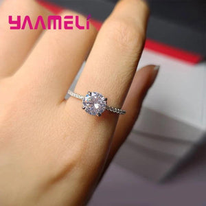 Big CZ Stone Finger Ring 925 Sterling Silver Top Wedding Jewelry