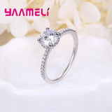 Big CZ Stone Finger Ring 925 Sterling Silver Top Wedding Jewelry