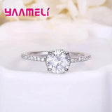 Big CZ Stone Finger Ring 925 Sterling Silver Top Wedding Jewelry