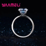 Big CZ Stone Finger Ring 925 Sterling Silver Top Wedding Jewelry