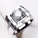 Adjustable S925 Silver Crystal Cross Square Pattern Ring