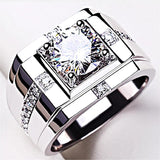 Adjustable S925 Silver Crystal Cross Square Pattern Ring