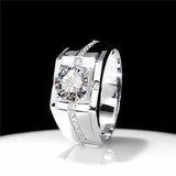 Adjustable S925 Silver Crystal Cross Square Pattern Ring