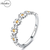 925 Silver Daisy Ring 18K Plated CZ Statement Wedding Ring