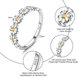 925 Silver Daisy Ring 18K Plated CZ Statement Wedding Ring